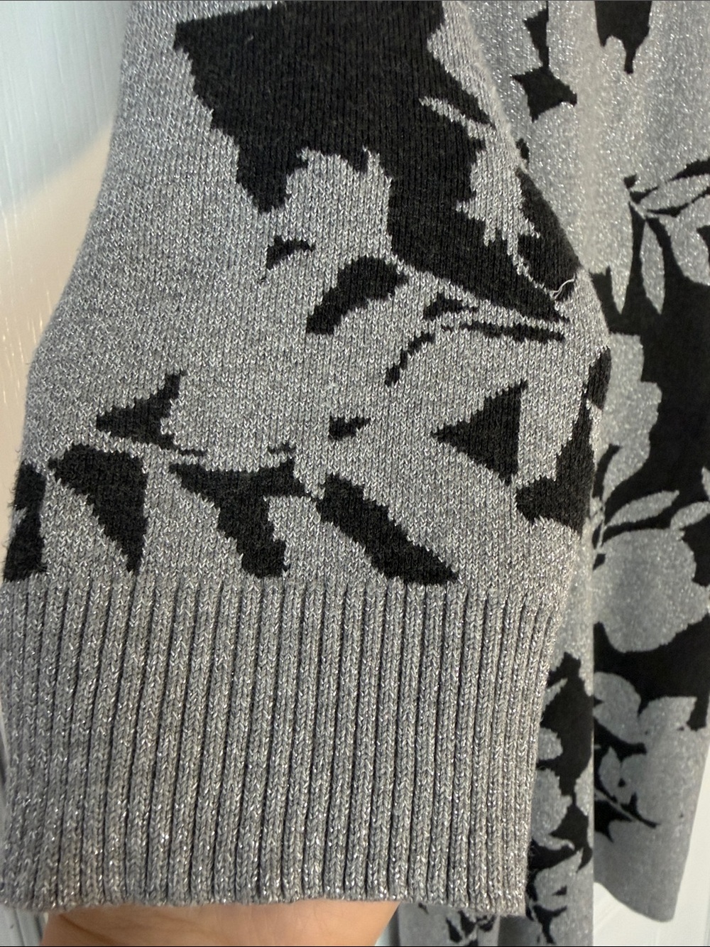 Calvin Klein Metallic Floral Knit Sweater Dress – Size XL - Picture 3 of 13